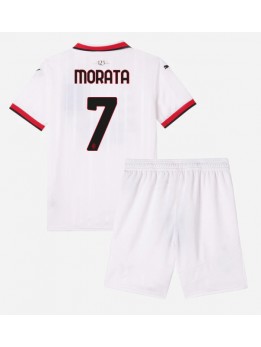 Billige AC Milan Alvaro Morata #7 Bortedraktsett Barn 2024-25 Kortermet (+ Korte bukser)